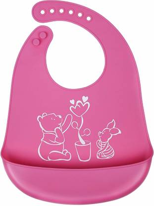 Bonim Baby Bibs Waterproof Silicone Bib Adjustable Soft Feeding Bibs (Pink)