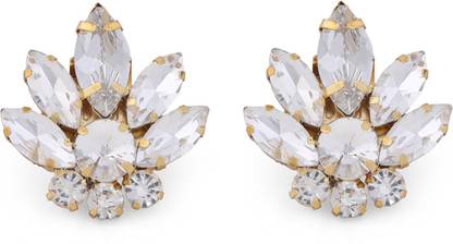Navyataa Silver Floral Rhinestone Shoe Clip Brooch