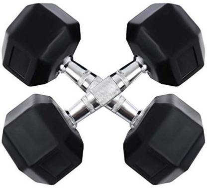 CREDENCE 5kg X 2pcs Hexagonal Rubber Coated Fixed Weight Dumbbell