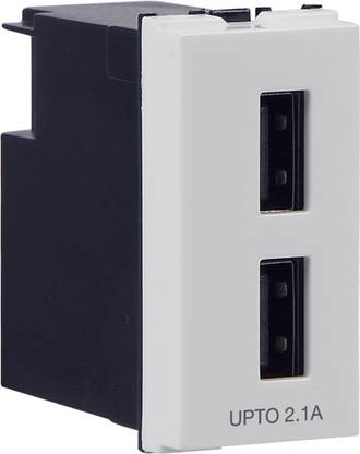 HAVELLS Twin USB socket - 2 x 1.0A, 1x2.1A (max 2.1A output) 2.1 A Two Pin Socket