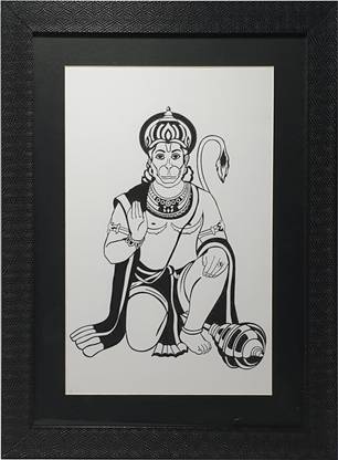 Gallery99 Lord Hanuman Sketch (Scratch/Dust) Proof (MBW-3) Natural Colors 11 inch x 15 inch Painting