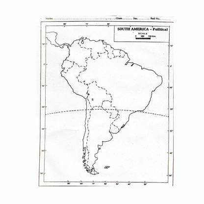 CRAFTWAFT POLITICAL MAP OF SOUTH AMERICA BLANK A4 67 gsm Project Paper