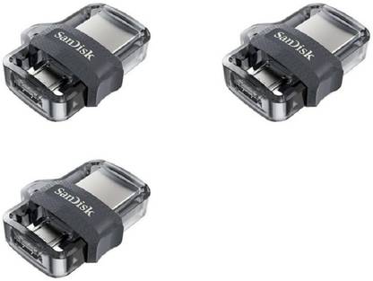 SanDisk Ultra Dual Drive OTG 3.0 (Pack Of 3) 32 GB Pen Drive Compatible with Desktop Computer, Tablet, Mobile, Audio Player, Television, Laptop USB 3.0 Plastic Case