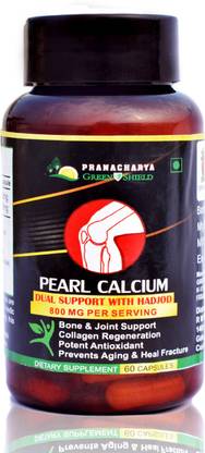 Pranacharya 2 in 1 Pearl Calcium with Hadjod 60 veg capsules for Bone & Joint Support