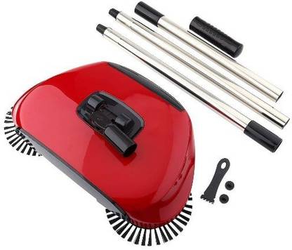 True Shop Automatic Hand Push Sweeper 360-Degree Built-In Rotating Brushes Automatic Sweeping Machine ,Dustpan And Trash Bin 3 In 1 Floor Cleaning System Plastic Nylon Dry Broom