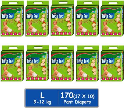 Fresh Feel Large Pant Diaper(Mega Pack-(102/136/170/204)pieces) - L