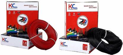 D'Mak KC Cab PVC Insulated Wire 1.0 SQ/MM Single Core Flexible Copper Wires and Cables for Domestic/Industrial Electric 90 m Coil (Red /black) 1 sq/mm Red, Black 90 m Wire