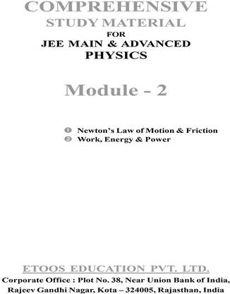 ETOOS Comprehensive Physics Study Material For JEE – Main & Advanced (Class 11th)