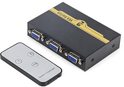 UltimaCords&Cables 2 Input 1 Output VGA Switch with Remote 2X1 VGA Switcher for PC Laptop to HDTV Projector Media Streaming Device