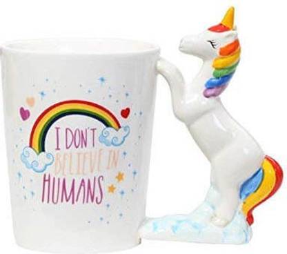 AweStuffs Unicorn 3D Creative Art Coffee Ceramic Milk Cups Travel with Unicorn Handle Ceramic Coffee Mug