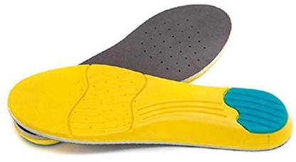 HOUSE OF QUIRK Shoe Soles PU Breathable Athletic Memory Foam Insoles (Yellow Grey) PU Foam Full Length Regular Shoe Insole