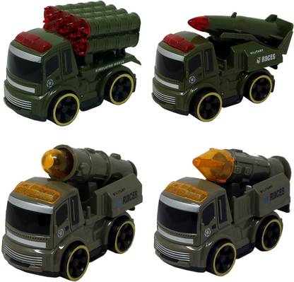 Tootpado Friction Powered Army Tank Push Go Army Toys Play Kids Toys - Pack of 4 (1TNG334)