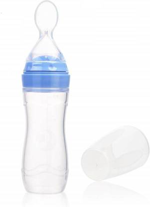 Adore Silicone Food Dispensing Spoon (Blue, 90ml, Ideal for 4 Months+ Babies)- Infant Feeders for Cereal and Baby Food - Silicone Squeeze Feeder with Spoon - 90 ml (Blue)  - Silicone