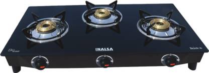 Inalsa Dazzle3 Burner Glass Manual Gas Stove