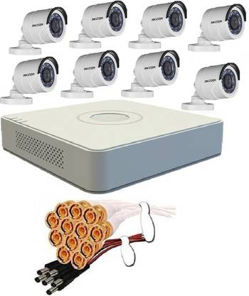 HIKVISION 1.3 MP 8 CH DVR with 8 bullet camera, bnc and dc connectors. ONLY Security Camera