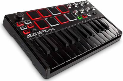 Akai Professional MPK Mini mkII Keyboard Controller - Limited Edition Black on Black Digital Portable Keyboard