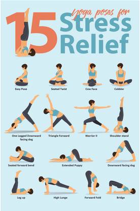 Poster Yoga Poses for Stress Relief 12x18 inches Fine Art Print