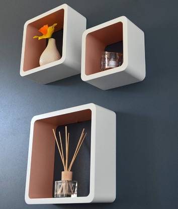 shopping enterprises white 3 shelf chkore set MDF (Medium Density Fiber) Wall Shelf