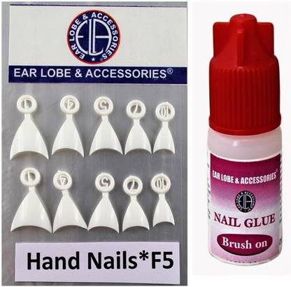 Ear Lobe & Accessories 10 Pcs White Stiletto Nail Tips For hands And 10pcs White Stiletto Nail Tips For Toe With Glue F-5 white