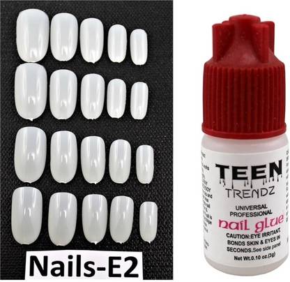Ear Lobe & Accessories 20 pcs White Round Nail full Covrage with Glue(E2) white