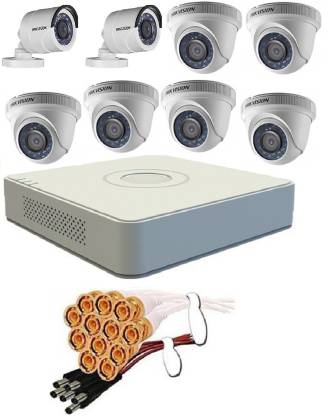 HIKVISION 1.3 MP 8 CH DVR with 6 Dome camera, 2 bullet camera, bnc and dc connectors. ONLY Security Camera