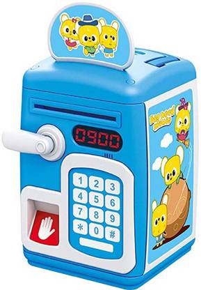 Viha fingerprint scanner Money Saving Bank With Double Protected Password & fingerprint scanner Toy (Blue) Coin Bank