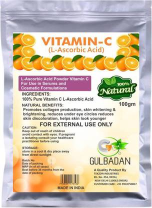 GULBADAN 100% Vitamin C Powder 100 GM (Ascorbic Acid) For Face Skin Whitening For Men & Women