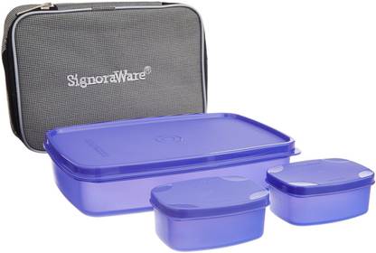 Signoraware COMPACT LUNCH BOX (SMALL) WITH BAG Red 2 Containers Lunch Box