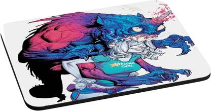 ANNI69 Monster Trying To Eat Unicorn Girl Mouse Pad Best Gift On Festival Season Non Slip Base Mousepad