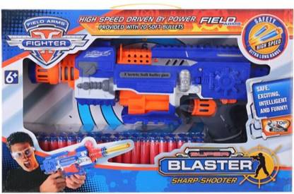 Aava Retail Field Arms Fighter Super Blaster Sharp Shooter with 20 Soft pellets & 2 Bulls Eye Targets Guns & Darts