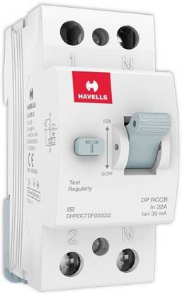 HAVELLS RCCB 'AC' Type DP PVC Plastic Base Model DHRGCTDF030032 MCB