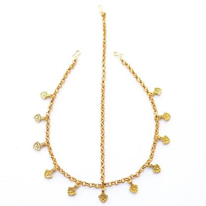 Pretty Ponytails Antique Gold Matha Patti Maang tikka Wedding Jewelry Hair Chain