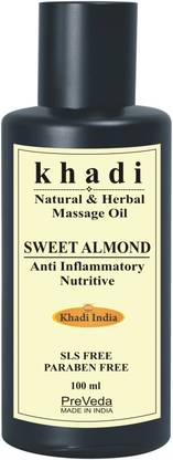 PreVeda Khadi Sweet Almond Oil For Body and Hair|Natural & Pure Best 100% Herbal Oil