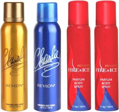 Revlon CHARLIE GOLD DEODORANT 150 ML+ CHARLIE BLUE DEODORANT 150 ML+ FIRE & ICE DEODORANT 100 ML+ FIRE & ICE DEODORANT 100 ML Deodorant Spray  -  For Men & Women