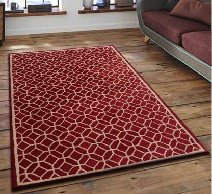 PRESTO Red, Beige Wool Area Rug