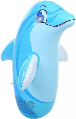 GENCLIQ Dolphin Shape Hit Me 3D BOP Bag Inflatable Play Gym (Blue) Inflatable HitMe Toys