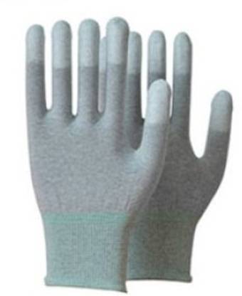 sky enterprise shop Anti Static [ESD Safe] (Gloves Tip Pu Coated Size M) [pack 3 Pairs] Nylon  Safety Gloves
