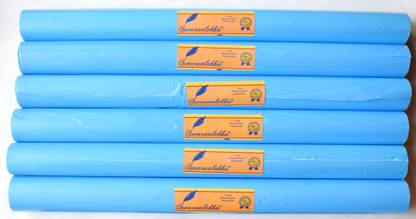 Swarnalekha Book & Notebook Cover Binding Roll 6 Pieces Paper like BLUE Synthetic Roll, 14 Inch x 9 Meter, Set of 6 Rolls Book Cover