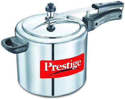 Prestige Nakshatra Plus Flat Induction Base Aluminium Pressure Cooker, 5 Litres, Silver 5 L Inner Lid Induction Bottom Pressure Cooker