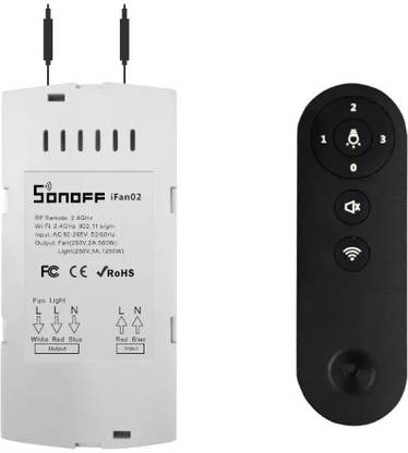 Tesco 2 Channel Dimmer Smart WiFi Switch for Fan and Light with RF Remote Control Fan Speed with Android and iPhone and Remote, Compatible with Alexa Google Home Smart Switch