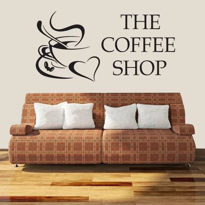 new way decals 1 cm the coffee shop with hot coffee design Removable Sticker