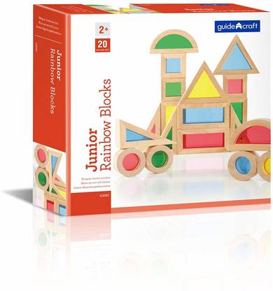 Guidecraft Jr. Rainbow Blocks 20 Piece Set: Kids Colorful Learning And Educational Toy