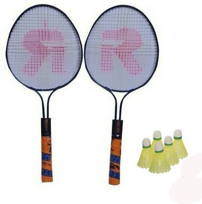 rajson Double Rod Badminton Racket Pair For Kids Girls With 5 Shuttles Badminton Kit
