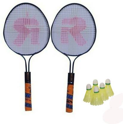 rajson Double Rod Light Weight Badminton Racket Pair For Kids With 5 Shuttles Badminton Kit