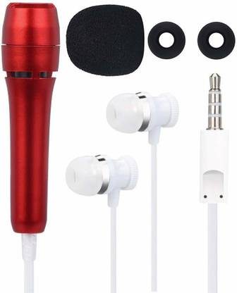 AMJ Best Quality Mini Condenser Microphone Stereo Mic with Earphone for Singing, Voice Recording (Multi Color) MM07 Microphone