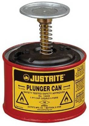 Justrite 10008 Steel Plunger Can - 1 PINT (0.5L) Manual Dispenser