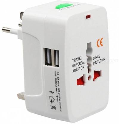 Unique4Ever Universal Worldwide Travel Adapter Plug 2 USB Charging Port surge Protector All in One Worldwide Adaptor