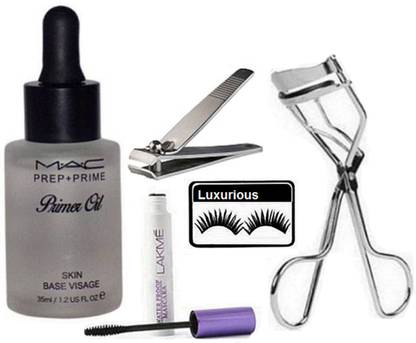 luxurious Eyelashes & Prep+Prime Primer Oil & Mascara & Nail Cutter With Eyelashes Curler