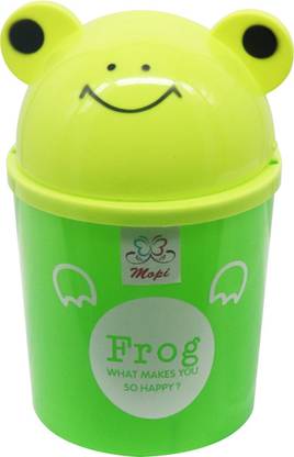 Mopi Frog Cute Small/Mini Dustbin With Detachable Swing Top Cartoon - Plastic Mini Office/Home/Child Use Bin Plastic Dustbin