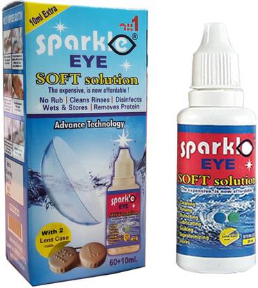 Sparkle Eye 60 + 10 ML Extra Contact Lens Solution with 2 Lens Containers/Case Contact Lens Solution